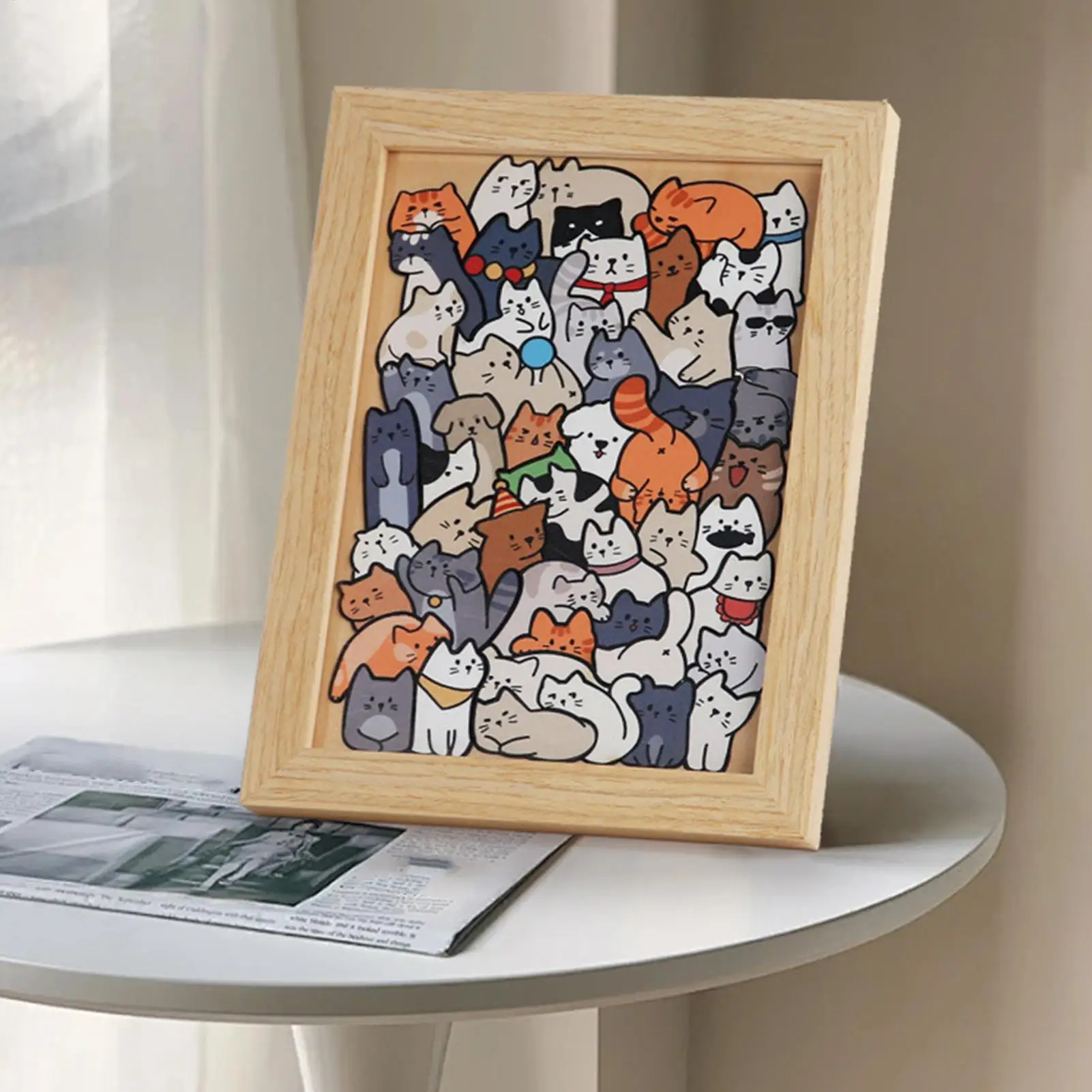 ปริศนาจิ๊กซอว์สำหรับเด็ก เกมกระดานธีมแมว ปริศนาสร้างสรรค์สำหรับเด็ก เกมครอบครัว วันหยุดฝนตก การสังสรรค์วันหยุดสุดสัปดาห์