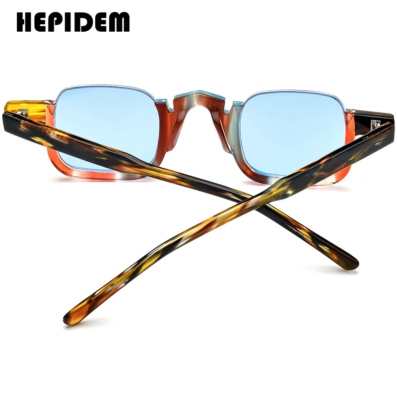 HEPIDEM Acetate Polarized Sunglasses Men Trendy Famous Brand Designer Transparent Retro Vintage Square Sun Glasses gm y2k 9352
