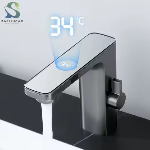 New Gray Smart Daul Sensor Bathroom Basin Faucet Hot Cold Water Mixer Deck Mount Bathroom Sink Faucet