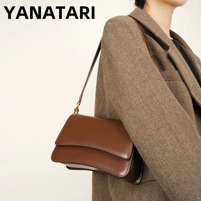 YANATARI underarm cowhide Genuine leather handbags women vintage shoulder bag female luxury bags womens high quality 2024