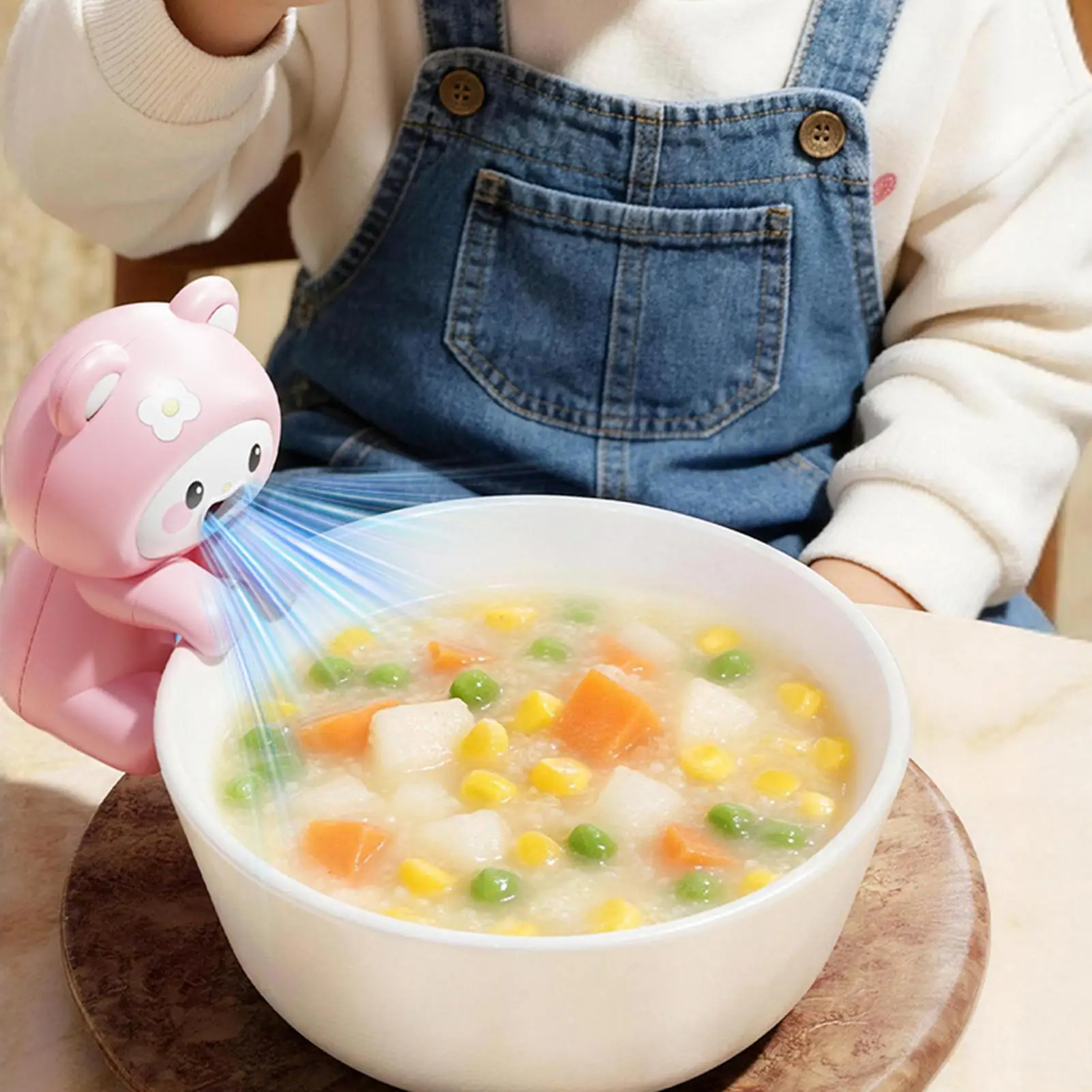 Small Fan For Cooling Food Funny Animal Quiet USB Rechargeable Cute Hot Drinks Cooler Fan For Soups Stews Coffees Teas Baked