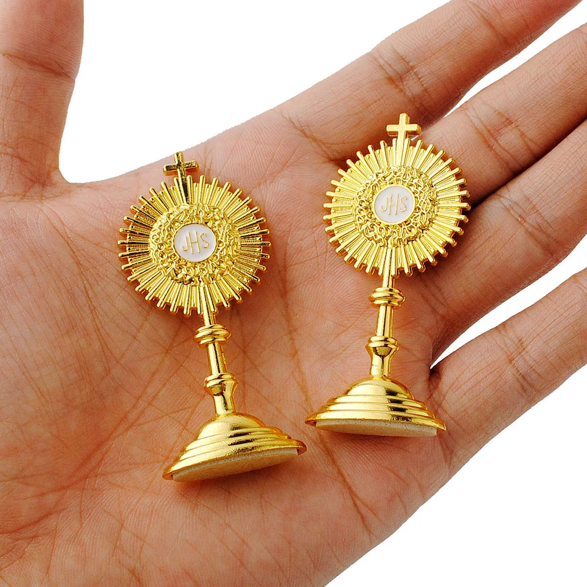 Catholic JHS Decorative Ornaments Exquisite&Mini Jesus Communion Car/Home/Office Metal Ornaments Religious Jewelry Gifts