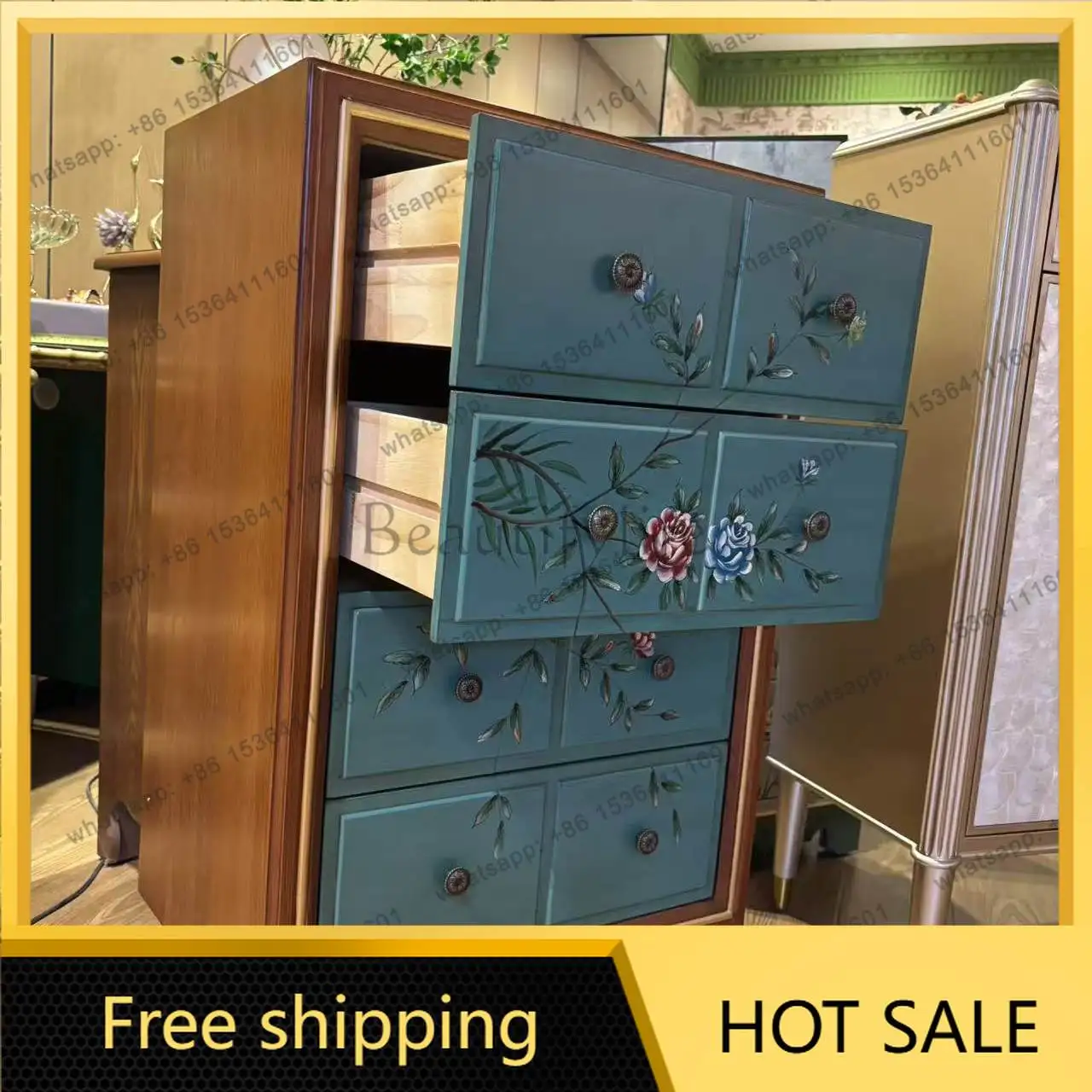 LD American country designer floral four-chest chest drawer locker