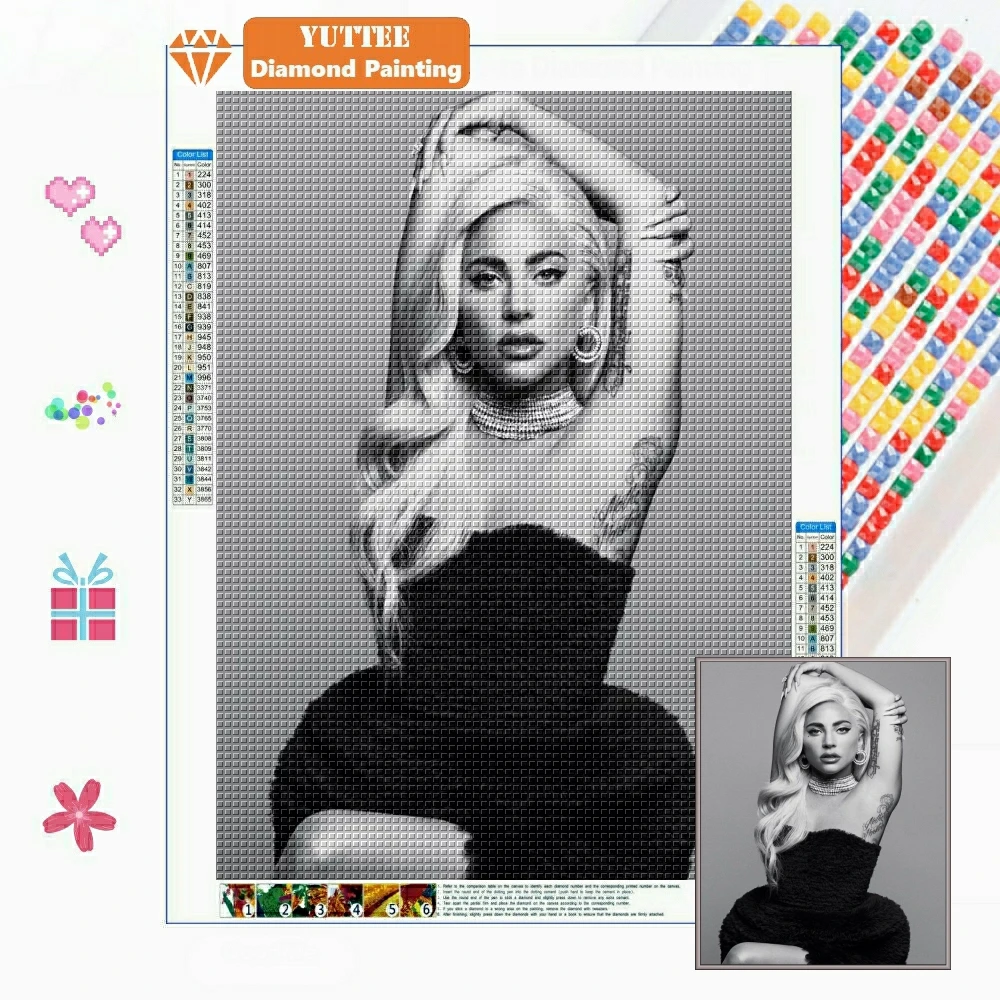 5D DIY Diamond Painting Lady Gaga Full Square/Round Cross Stitch Sexy Hot Music Girl Singer Star Rhinestones Mosaic Home Decor