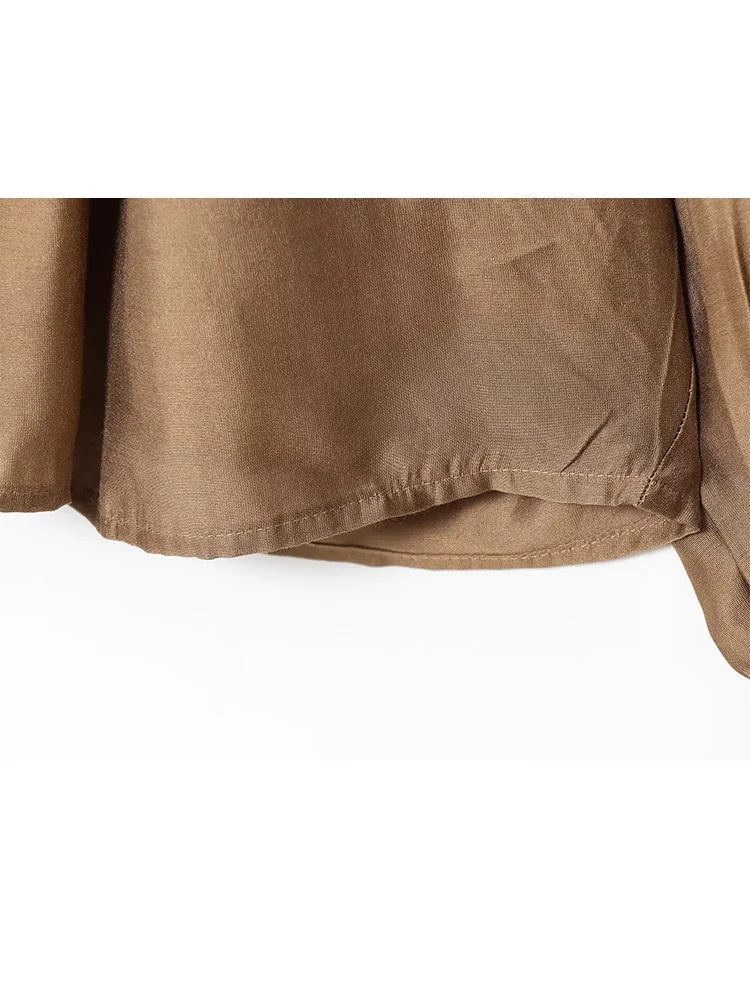 HH Women's New Fashion Simple Versatile Standing Collar Draped Blouse Female Elegant High Street Lantern Long Sleeve Shirt