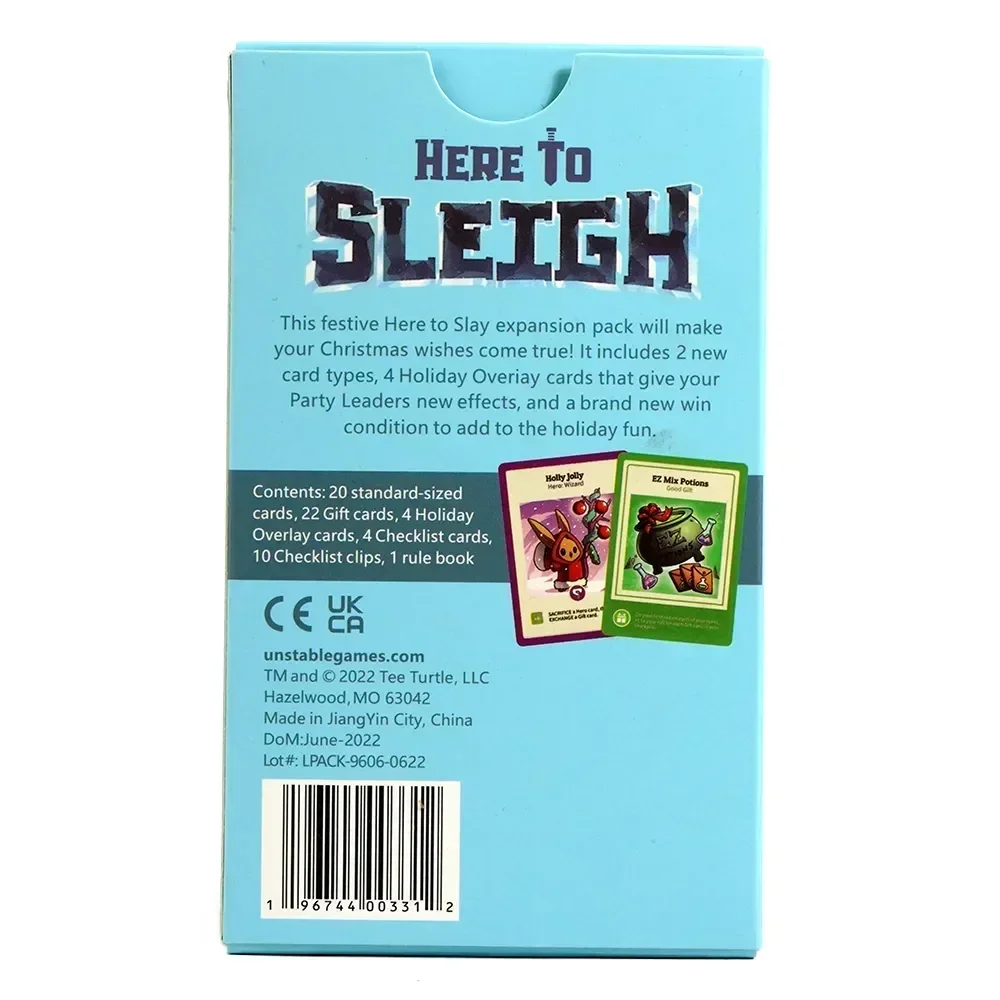 Here to Slay Here to Sleigh Holiday Expansion Pack Strategic role playing card game for kids teens adults 2-6 player