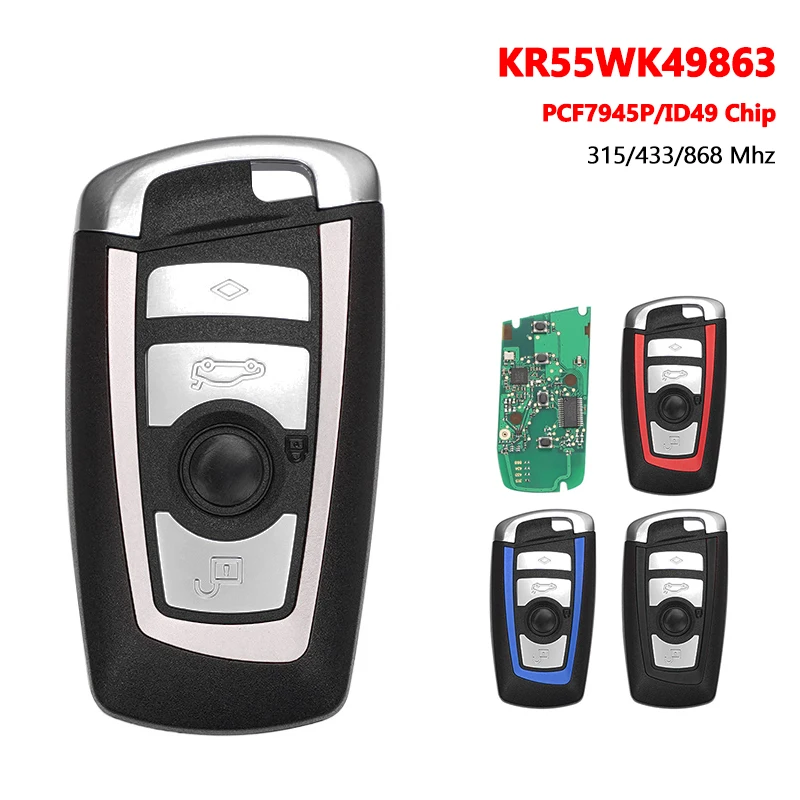 

For BMW 5 7 Series F20 F30 F10 F01 F25 F15 KR55WK49863 With PCF7945P Chip CAS4/CAS4+/FEM Systems 315/433/868 Mhz Car Remote Key