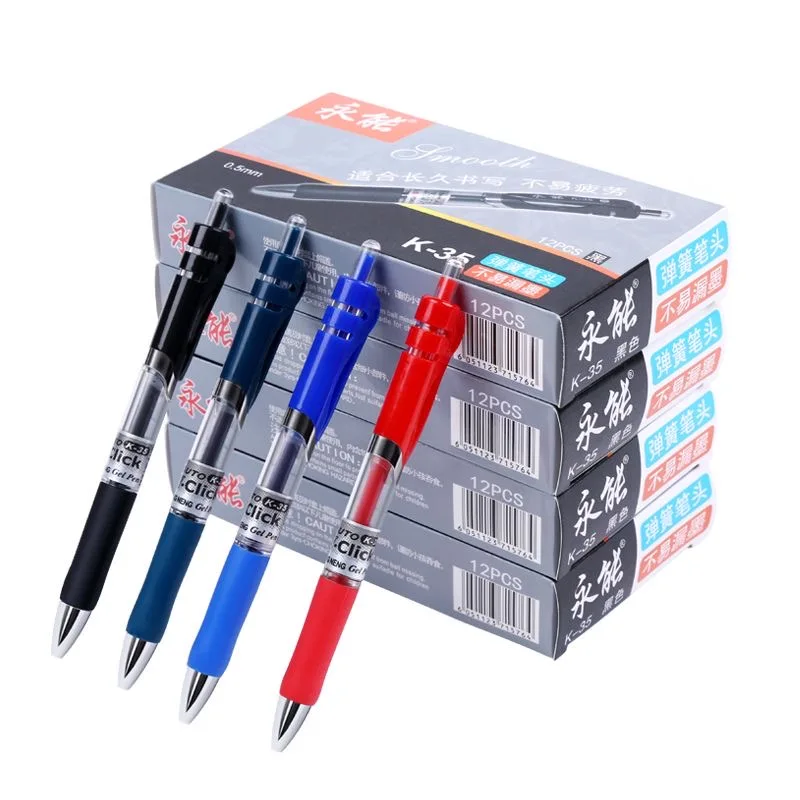 

12 шт., набор выдвижных гелевых ручек, канцелярские принадлежности, кавайная ручка для письма, черные/синие чернила, 0,5 мм, синяя шариковая ручка, офисные школьные принадлежности