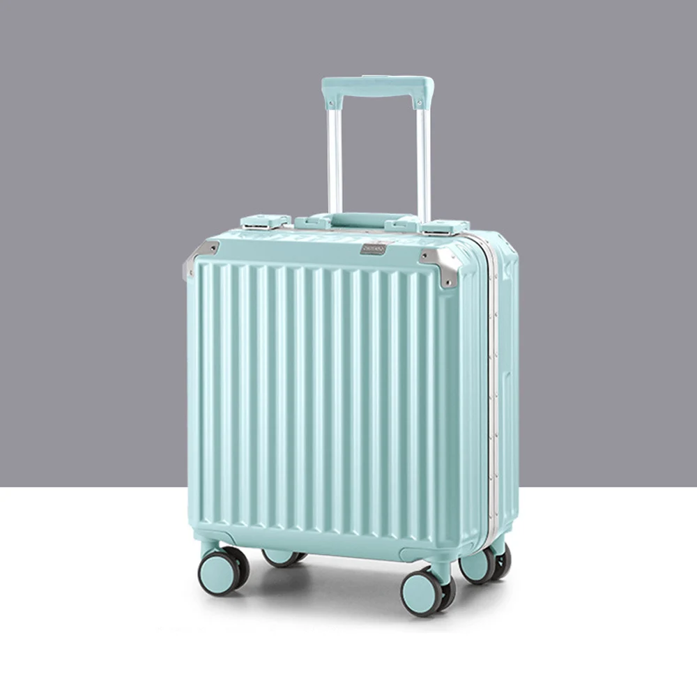 Pink 18“Aluminum Magnesium Alloy Luggage Men/Women Travel Suitcase With Telescopic Pull Rod Spinner Size:43-25-40cm