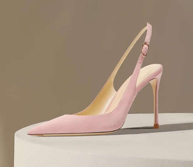 

Модные замшевые новые женские босоножки на тонком каблуке с носком, розовый ремешок с одной пряжкой, высокие каблуки, женская обувь, ремешок сзади