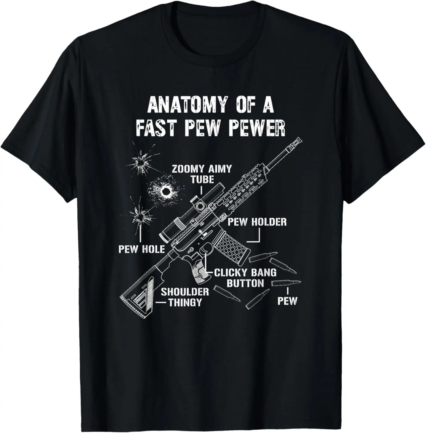 

Funny Anatomy of A Pew Pewer - 2A Supporter Gun Meme T-Shirt 100% Cotton O-Neck Short Sleeve Summer Casual Mens T-shirt