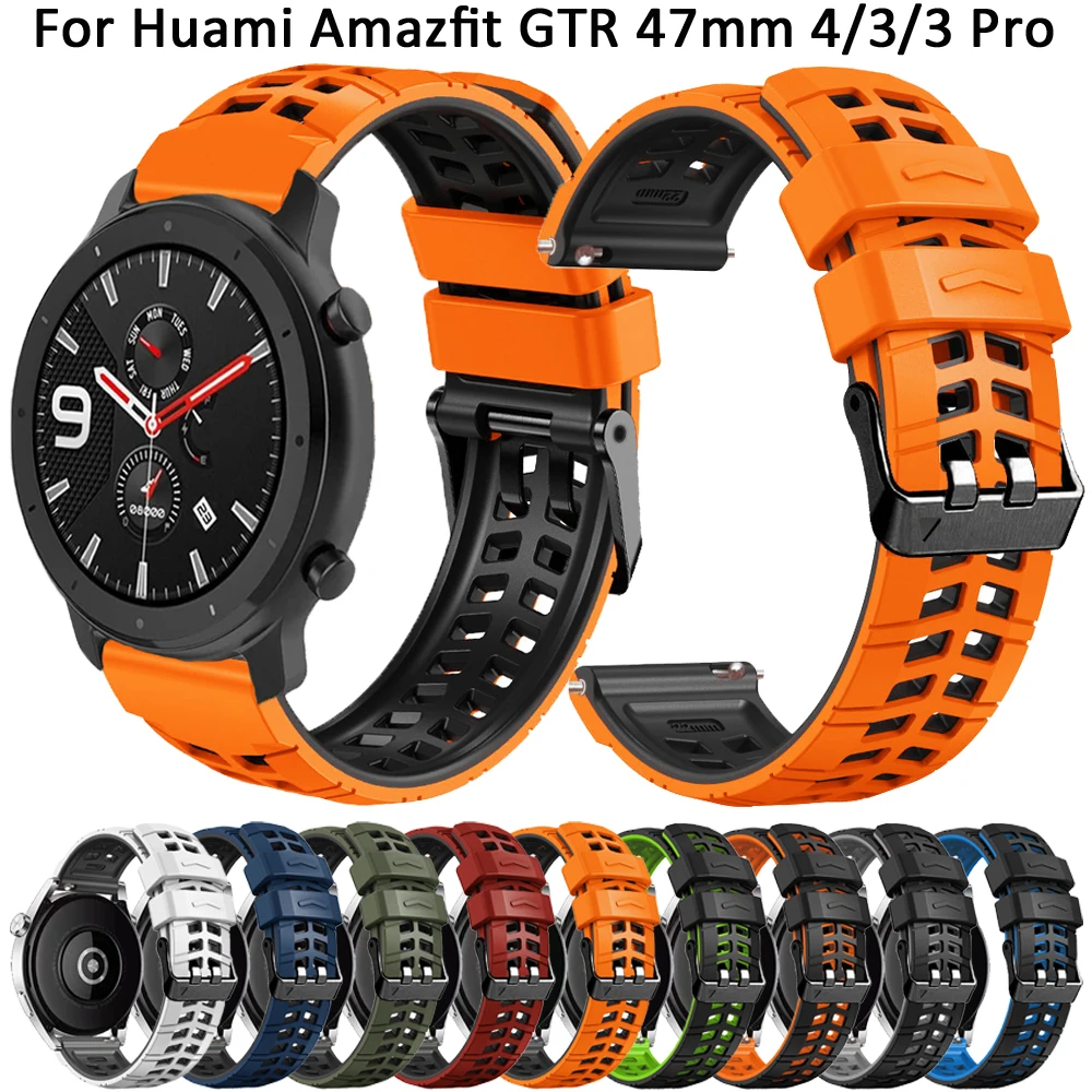 22mm Strap For Huami Amazfit GTR 47mm Silicone Watch Band for Amazfit GTR 4 3 Pro Stratos 3 2 2e GTR4 Sports Bracelet Wristband