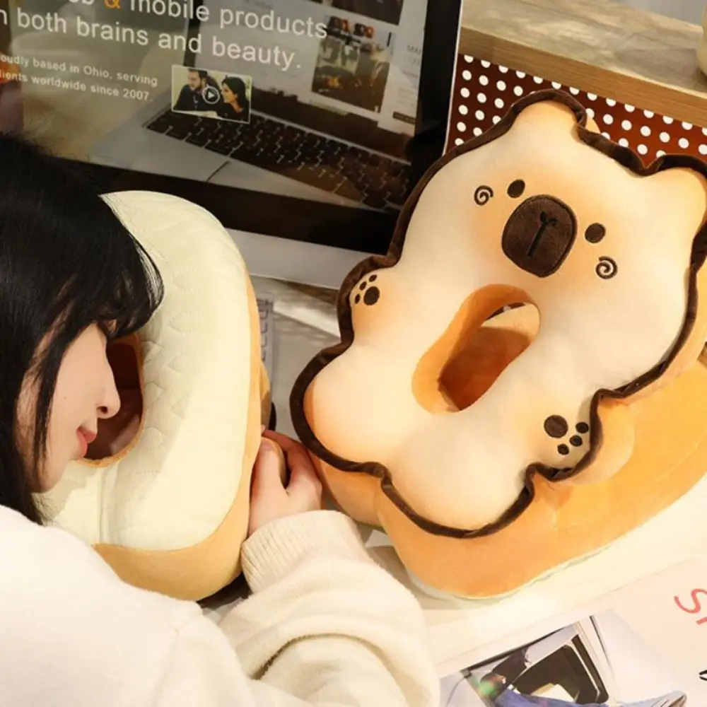 

Подушка для сна Toast Capybara, офисная подушка для сна, плюшевая и ледяная шелковая супермягкая подушка для кошек, грелка для рук, двусторонняя подушка для собаки, школьная подушка для талии