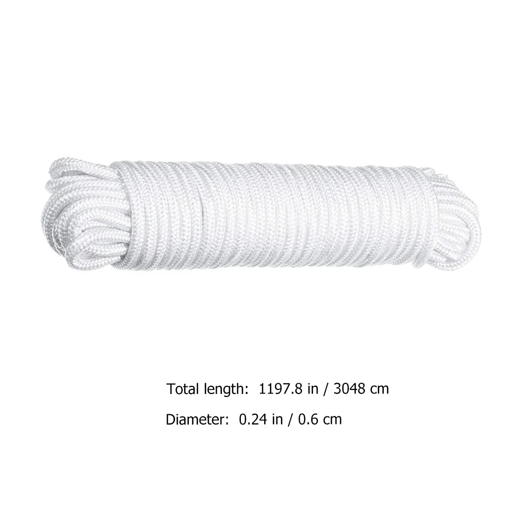 1Set Flagpole Rope and Hook Kit Durable Nylon White Color Outdoor Indoor Flagpole Accessories Replacement Rope
