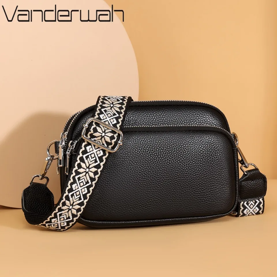 

Роскошные женские сумки-кроссбоди из натуральной кожи, многофункциональная сумка через плечо с широким ремнем, сумка-мессенджер из коровьей кожи