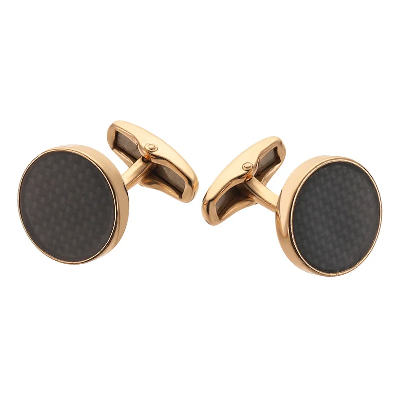 New copper material round rose carbon fiber cufflinks men\'s French shirt cufflinks clothing accessories wholesale