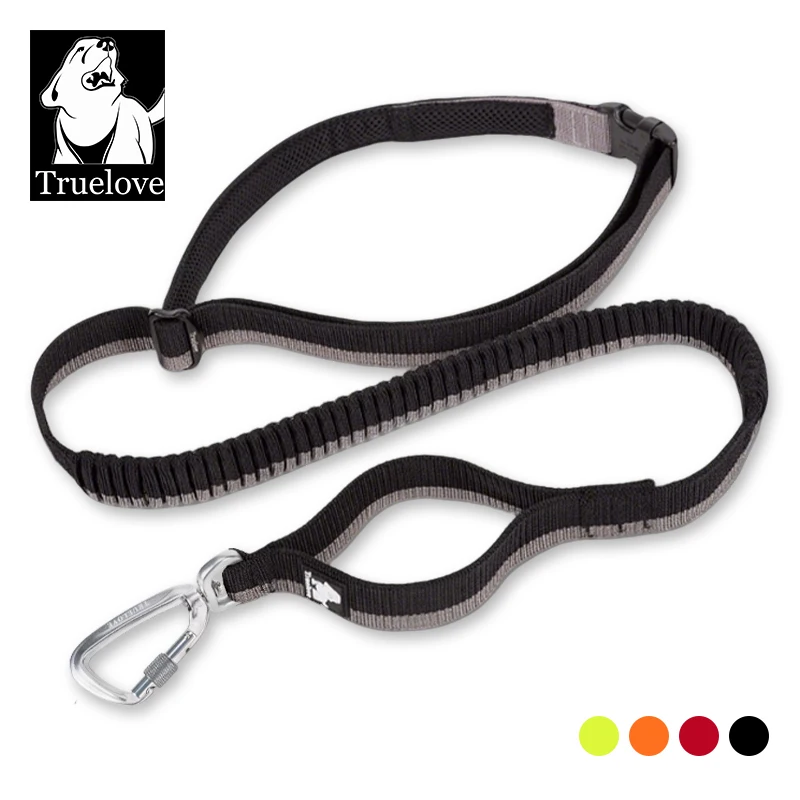 

Truelove Free Hand Dog Leash No Pull Retractable 2 Handles Padded Heavy Duty Long Black Dog Lead Nylon Strong Raining Extendable