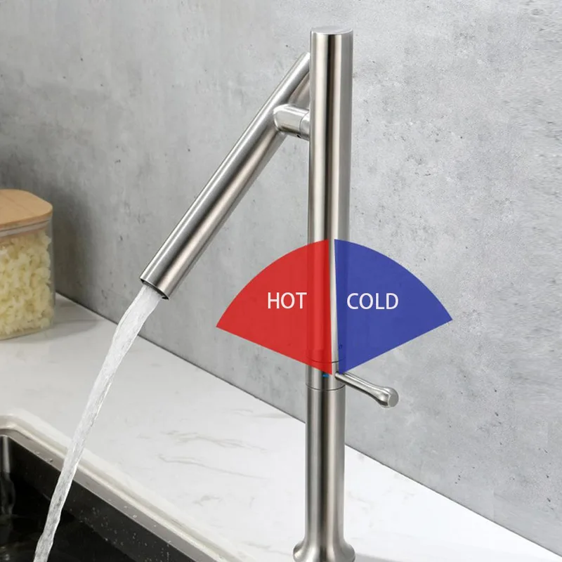 نحى النيكل صنبور المطبخ SUS304 بالوعة صنبور نحى الذهب الدورية صنبور المطبخ صنبور حوض خلاط صنبور الماء الساخن البارد الأسود