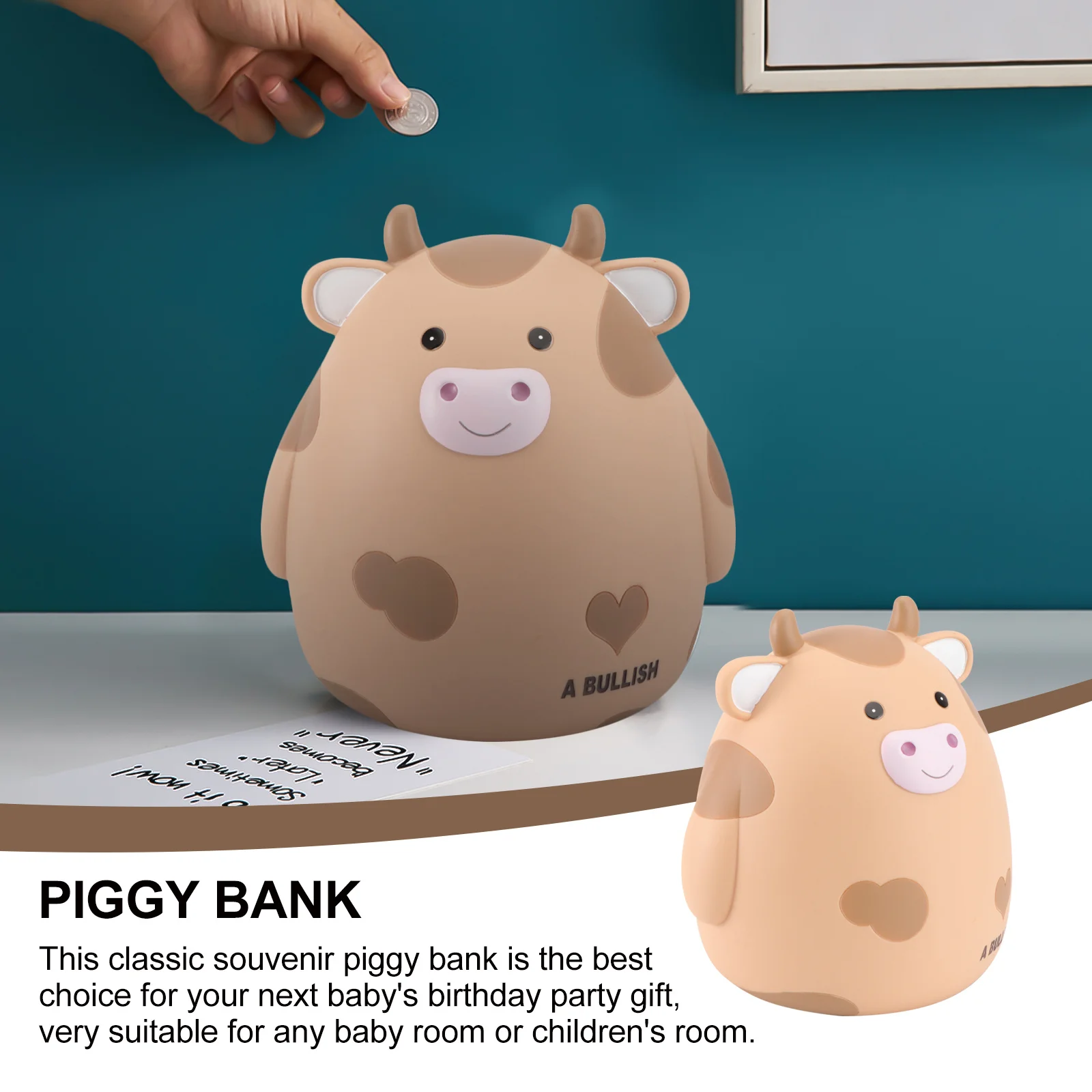 

Cattle Shape Piggy Bank Khaki Kids Coin Bank New Year Gift Calf Adornment Money Saving Pot Cattle Adornment Money Saving Pot