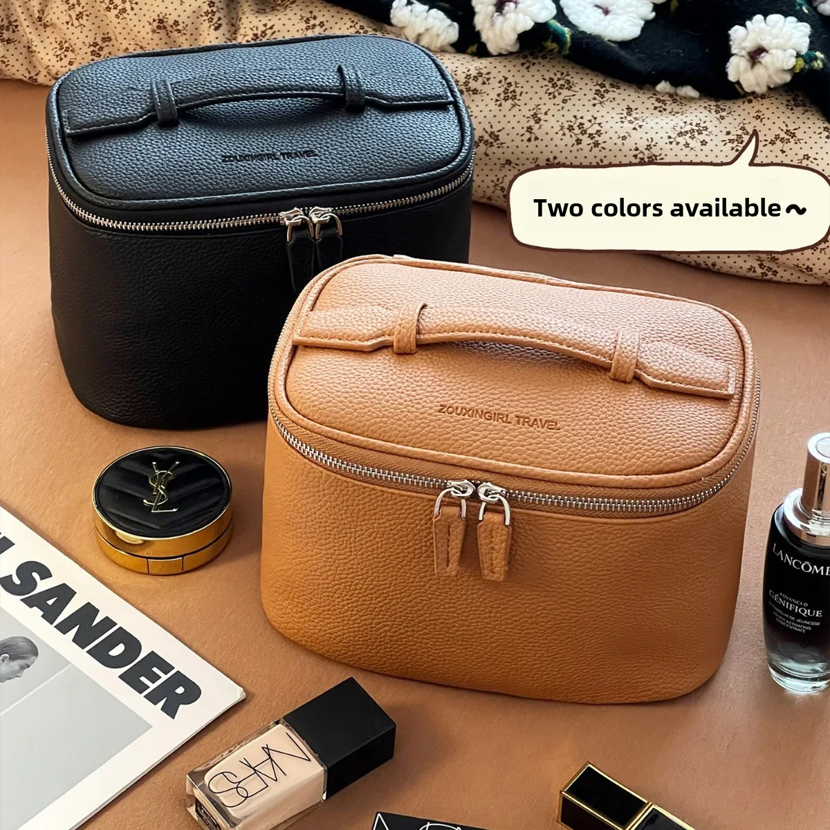 

Portable Travel Leather Large-capacity Vanity Case Storage Bag, Toilet Bag, Portable Women's Cosmetic Bag 2025 New Model