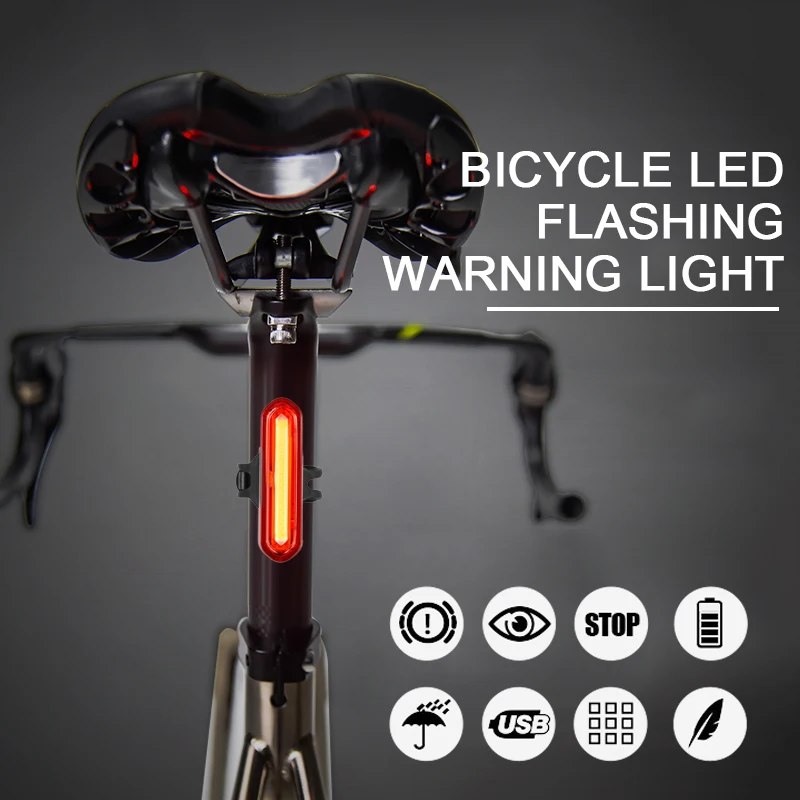 Waterproof Single Light Bicycle Tail Light Night Cycling Outdoor USB Charging Mountain Bike Led Warning Light Bike Accessories