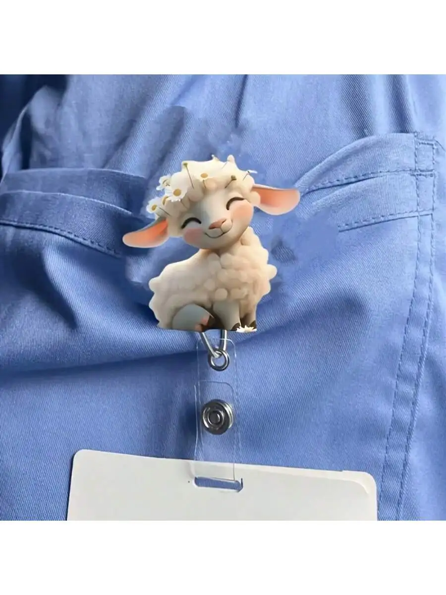 قطعة واحدة من بكرة شارة القط اللطيفة القابلة للسحب للممرضات - حامل معرف أكريليك متين، اللوازم المدرسية الاختيارية للممرضات/الطلاب #6