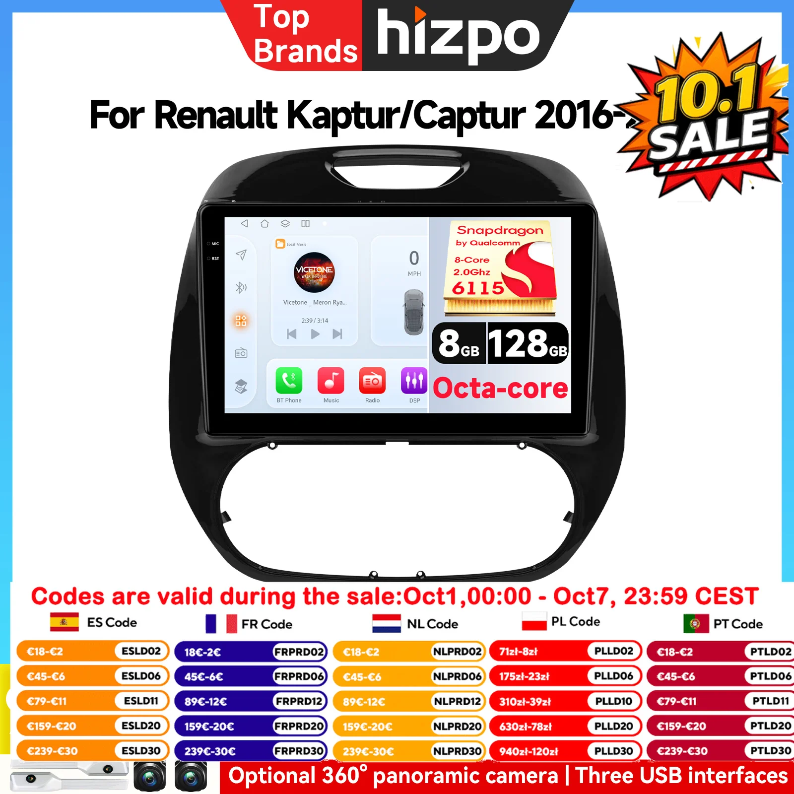 Autoradio Android AI da 9 Pollici per Renault Kaptur Captur 2019 2018 2017 2016, Lettore Multimediale con Carplay Wireless, Carplay Auto 4G LTE