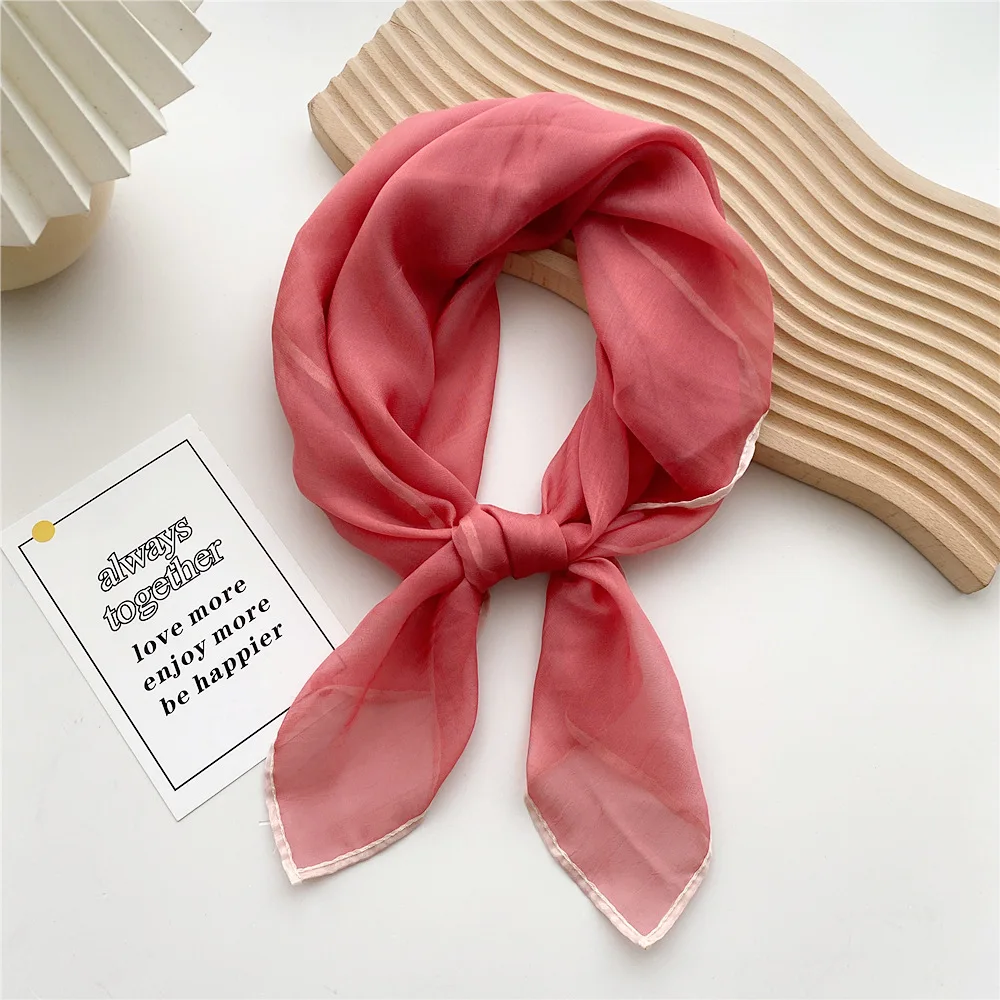 chiffon scarf ladies 70×70 cm square foulard summer headband scarves women head white for woman small scarfs bandana