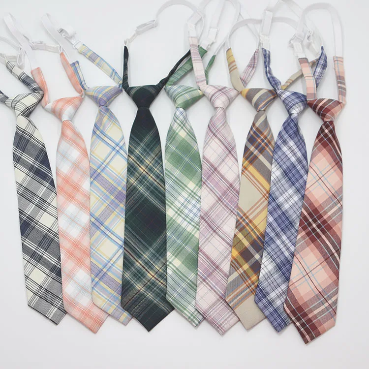 

JK Grid Tie Japanese Uniform School Uniform Accessories Tie in Stock Rubber Band College Style Tie Boys Girls Ties Wholesale