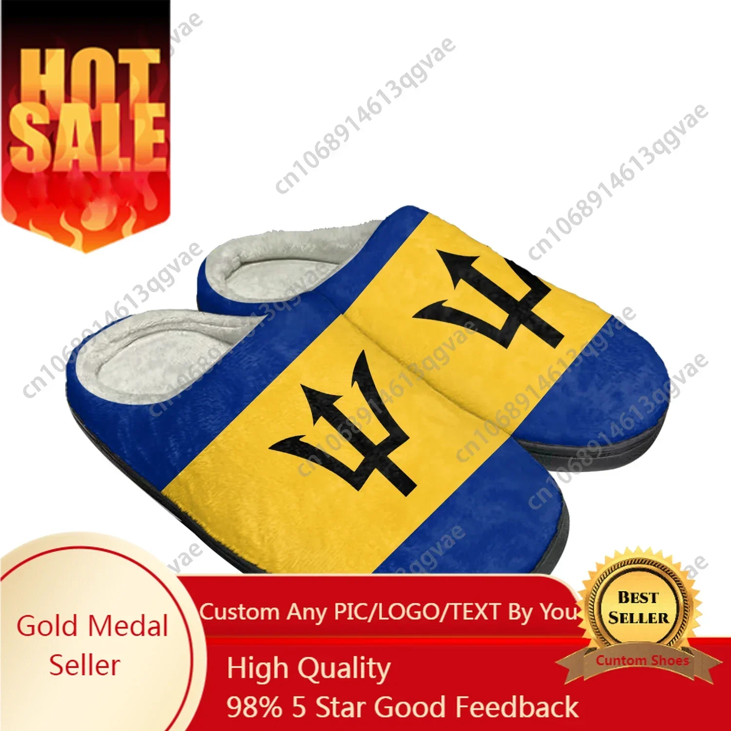 

Домашние хлопковые тапочки с флагом Барбадоса на заказ, мужские и женские сандалии Барбадо, плюшевая повседневная теплая обувь для спальни, термотапочки