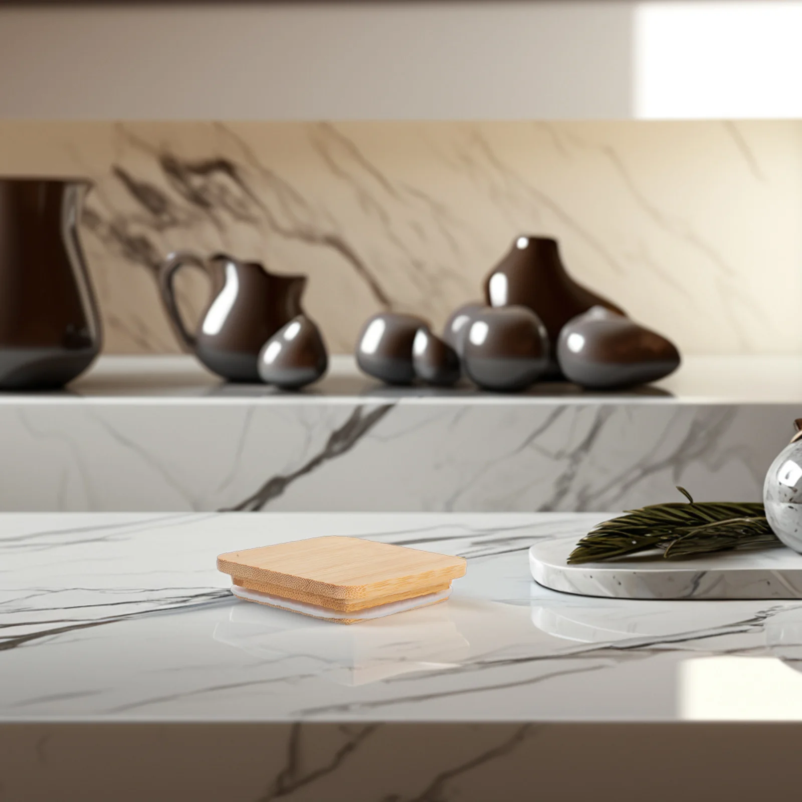 

1pcs Bamboo Airtight Lid Square For Jar Mug Cup Reusable Wide Mouth Container Cover Freshness Silicone Sealed Top Kitchen