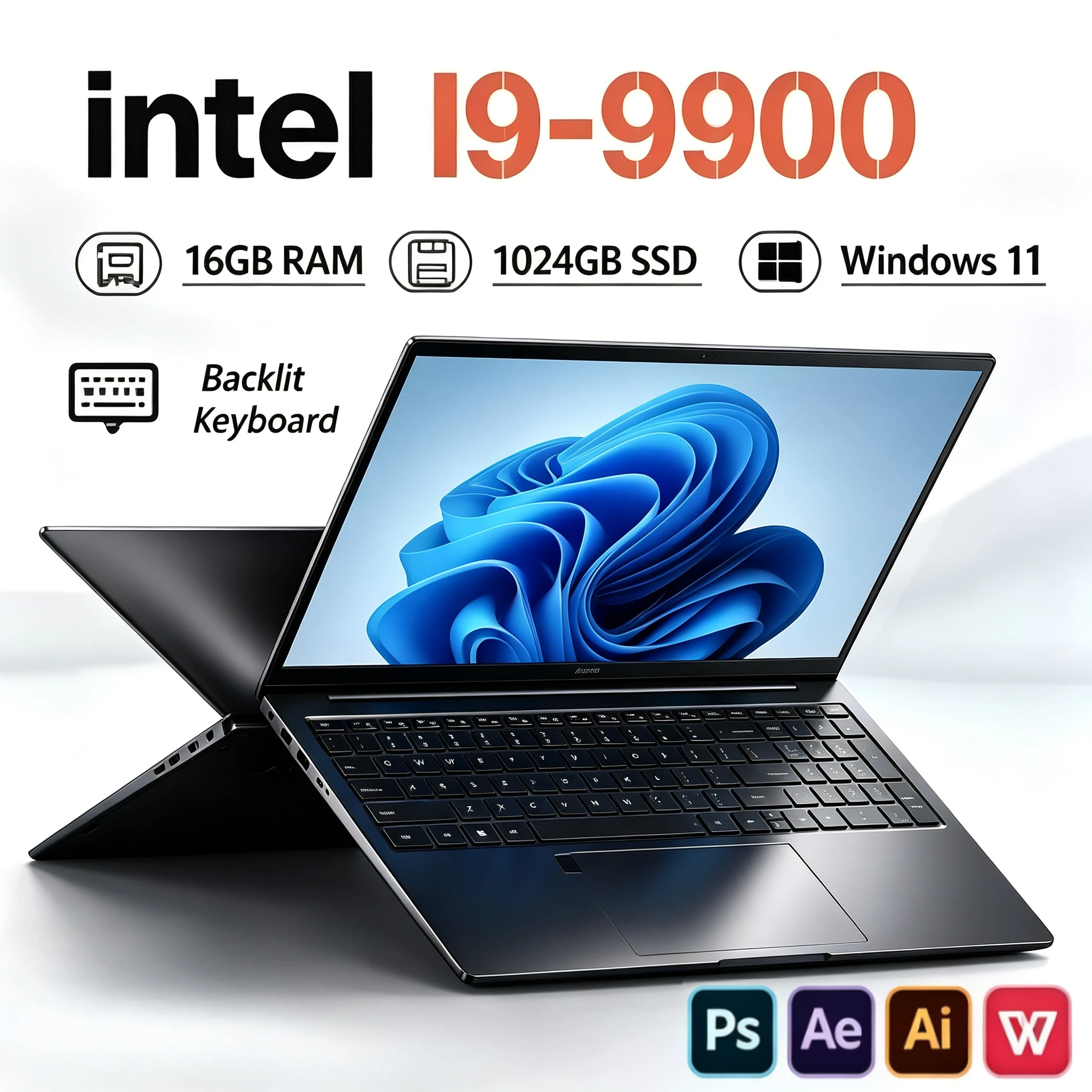 New Intel Core i9 9900 15.6 inch Portable Notebook 1TB/2TB SSD, 16GB DDR4, Windows 11 Pro, Office & Gaming PC Laptop