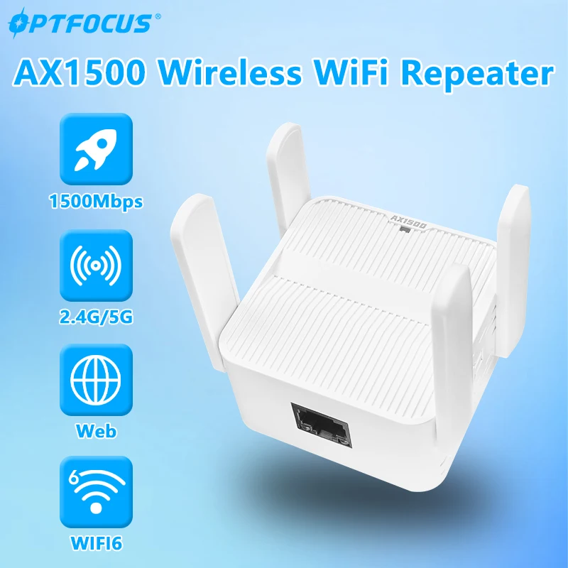 OPTFOCUS 1500Mbps واي فاي مكرر ثنائي النطاق Wifi6 اللاسلكية المدى موسع مكبر للصوت 2.4 جيجا هرتز 5 جيجا هرتز AX1500 إشارة الداعم #1