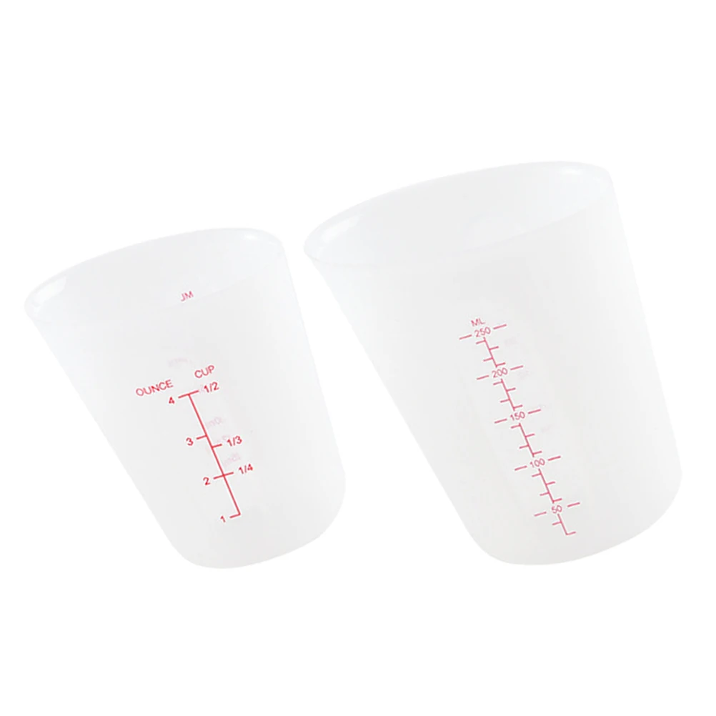 

2pcs White 125ML 250ML Silicone Measuring Cups Kitchen Baking Tools Scale Design Nesting Ounce Cooking Measuring