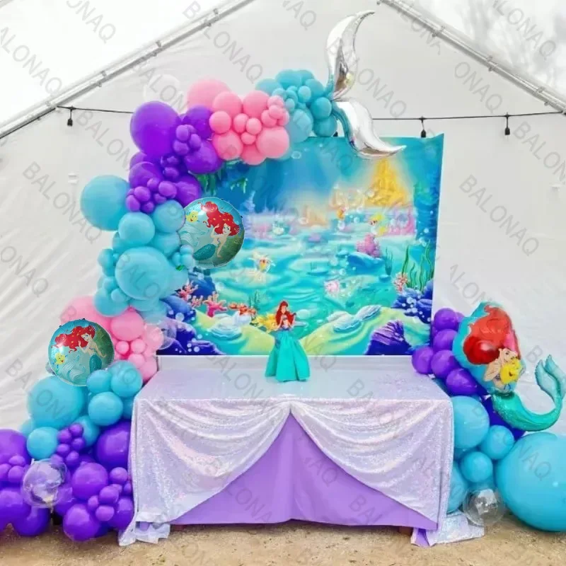 108pcs Ariel Mermaid Balloon Birthday Party Decoration Ariel Party Latex Balloon 1-9 Year Old Girl Birthday Balloon Supply