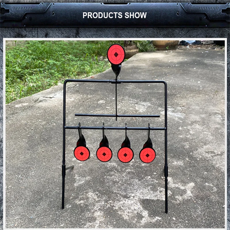 A4 Rotating Metal Target Stand 4+1 Shooting Training Iron Targets for Airsoft, Air Rifle, Air Pistol