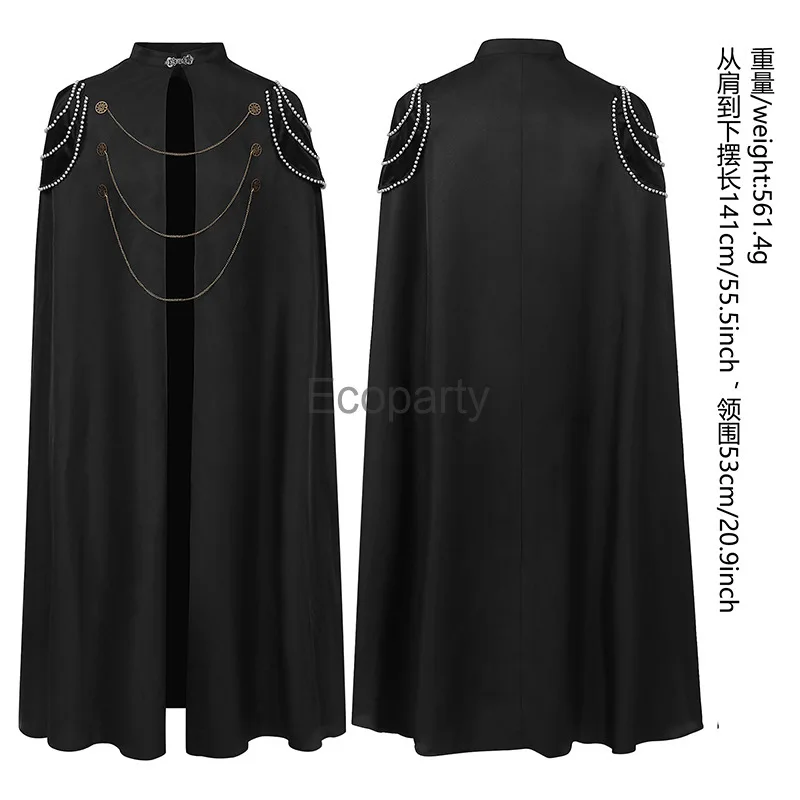 Medieval Renaissance Warrior King Guard Maxi Cloak Vintage Bead Chain Vampire Count Cosplay Costume Halloween Cape For Men Women