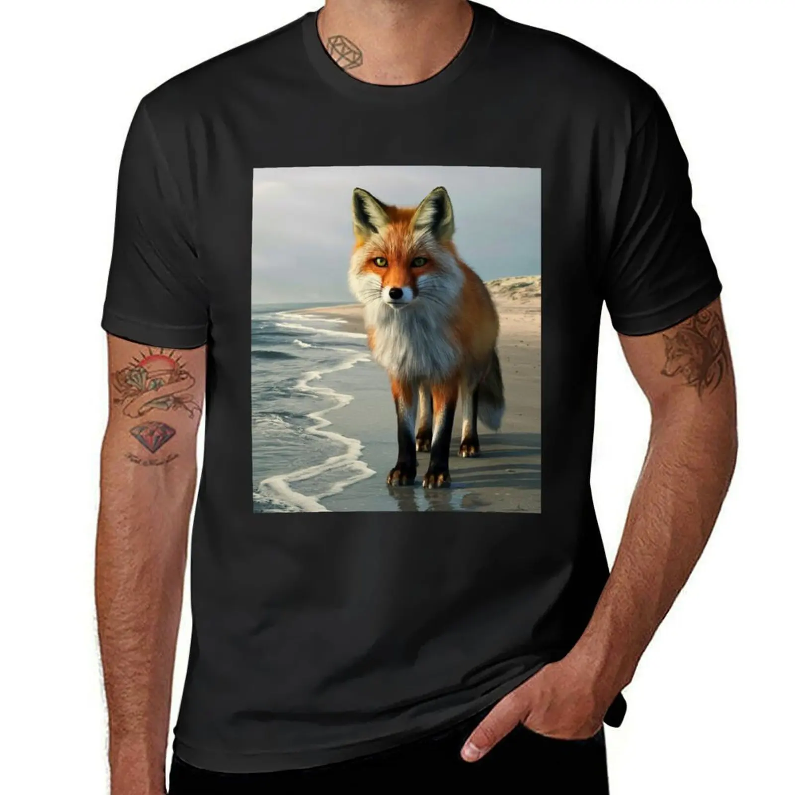 

Fox Portrait. beach view T-Shirt cute clothes oversizeds blacks Short sleeve tee men