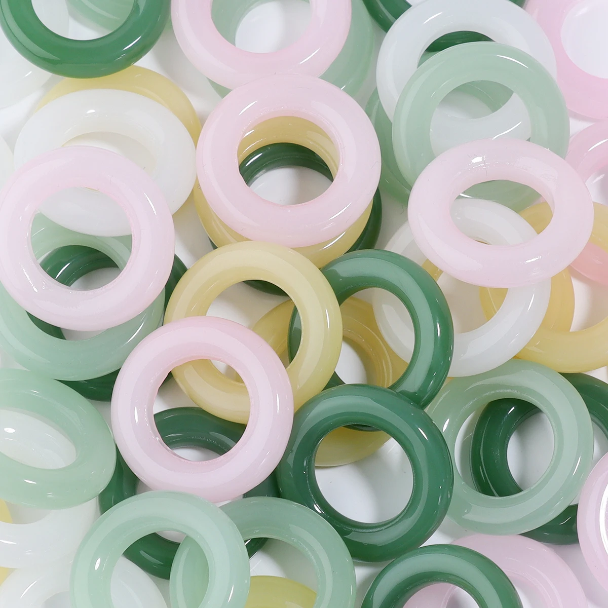 10pcs/lot High Quality Imitation Jade Lampwork Ring Colorful Glass Ring For Women Girls Jewelry Making DIY Ring  Accessories