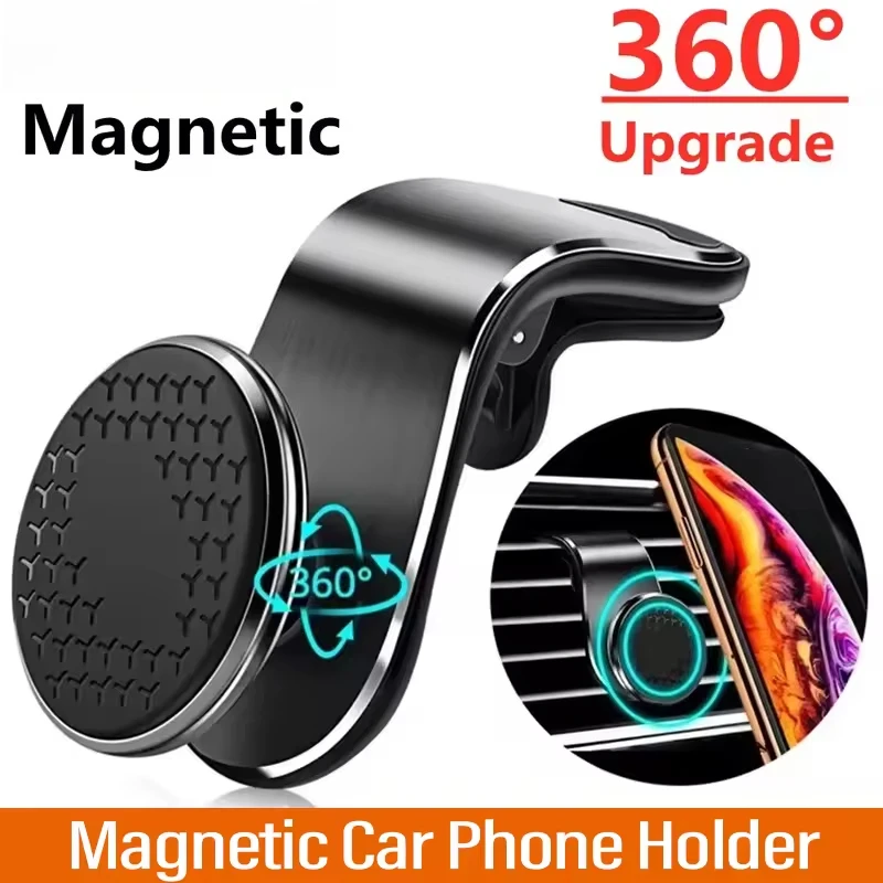 Magnetic Car Phone Holder Mobile Phone GPS Support Air Vent Clip Car Mount Strang For Xiaomi iPhone 15 Samsung Phone Car Stand