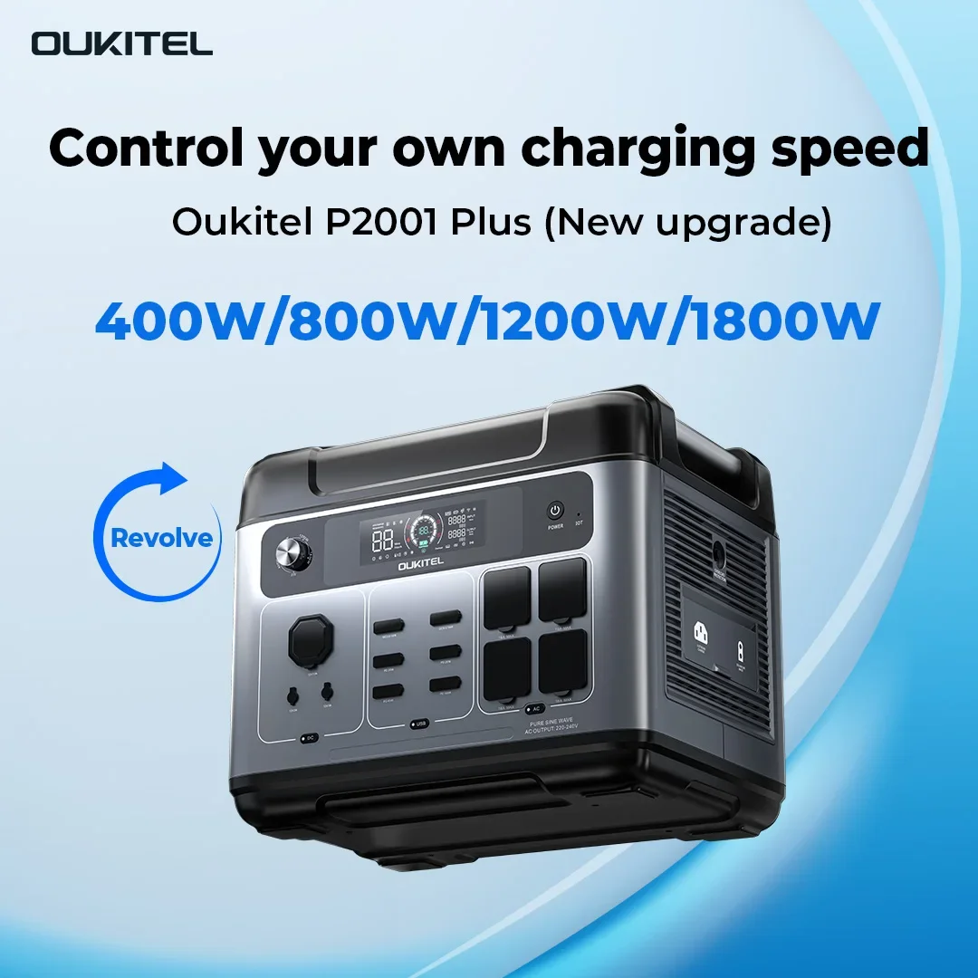 OUKITEL P2001 PLUS 2048Wh Lifepo4 Battery 2400W Solar Generator APP Control Emergency UPS Portable Power Station