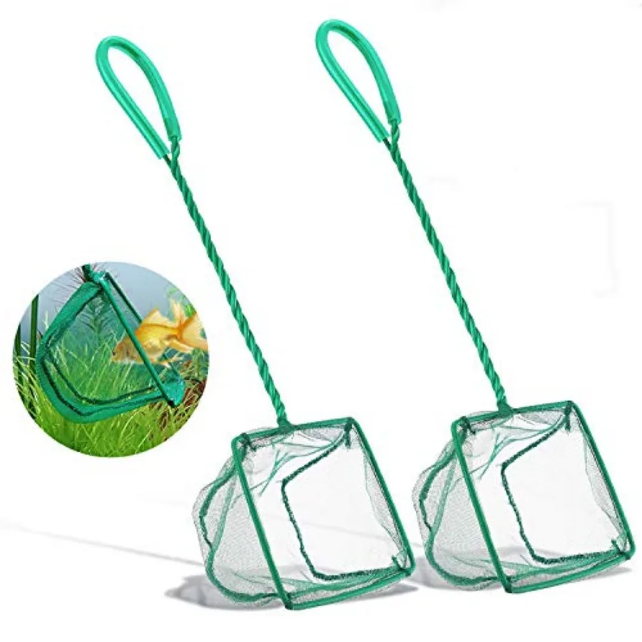 

Aquarium Fish Nets, 4 Inch Small Mesh Fish Catch Nets with Plastic Handle Green