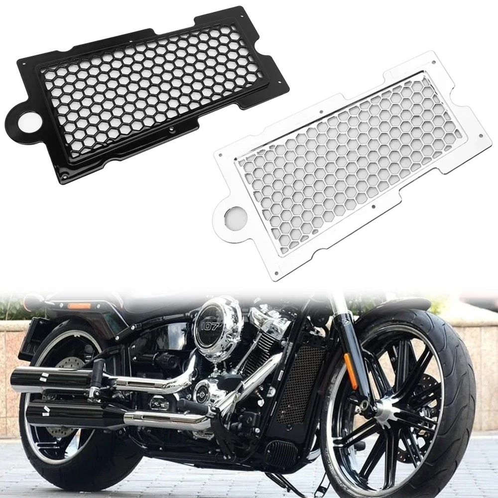 Motorcycle Oil Radiator Shield Protection Cover Honeycomb Mesh Radiator Guard Grille For Harley Softail Bob Fat Boy Breakout