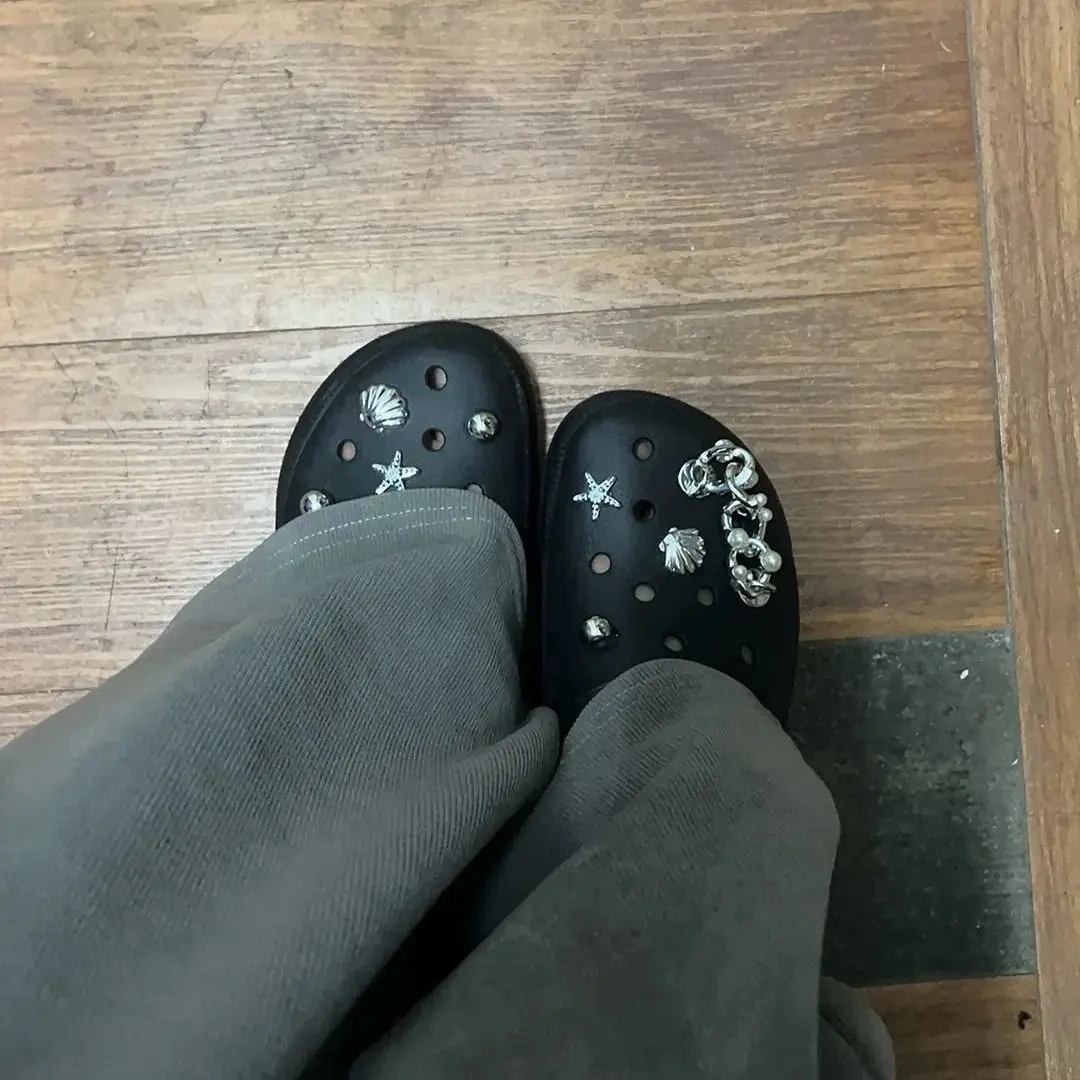 Shoe Charms DIY Shell Starfish Chain Shoe Decoration Buckle For Hole Shoe Charm Accessories Detachable Chain Shoe Accessory