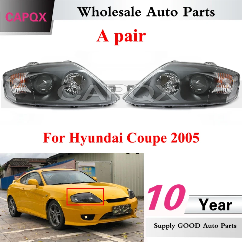 CAPQX a pair Front Bumper Headlight For Hyundai Coupe 2005 Head Light Head Lamp Shell Lampshade Headlamp Cover