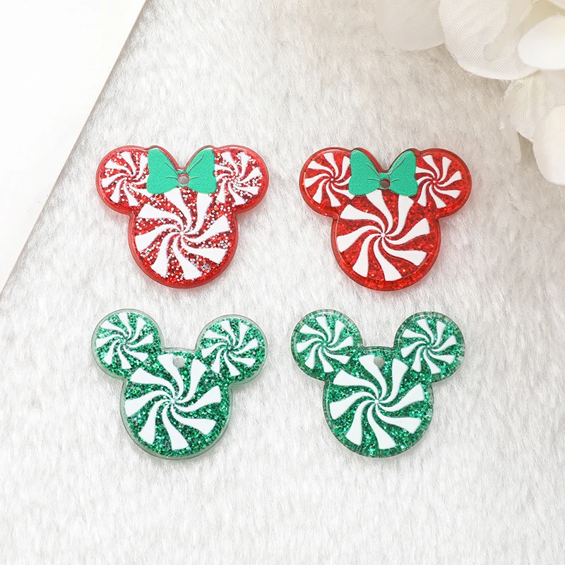 10Pcs Christmas Candy Charms Acrylic Creative For Earring Keychain Pendant Necklace Diy Making