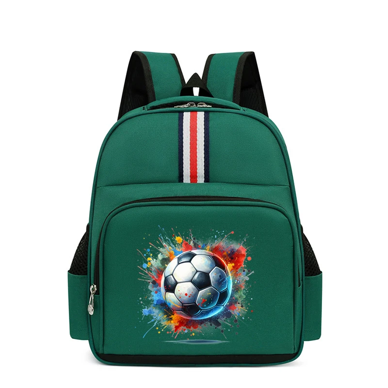 New Watercolor Soccer Backpack Trendy School Bags for Girls Boy Colourful Football Pattern Primary Rucksack Kindergarten Bagpack