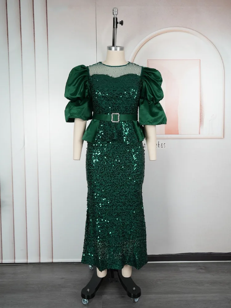 

2026 New Fashion African Party Dresses For Women Dubai Sequins Wedding Evening Gown Plus Size Elegant Turkey Christmas Dress