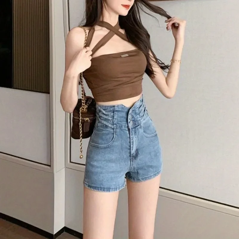 Booty Tight Short Jean Pants Woman New In High Waist Skinny Denim Shorts for Women Fashion Clothing 2024 Wholesale Trend Flowy