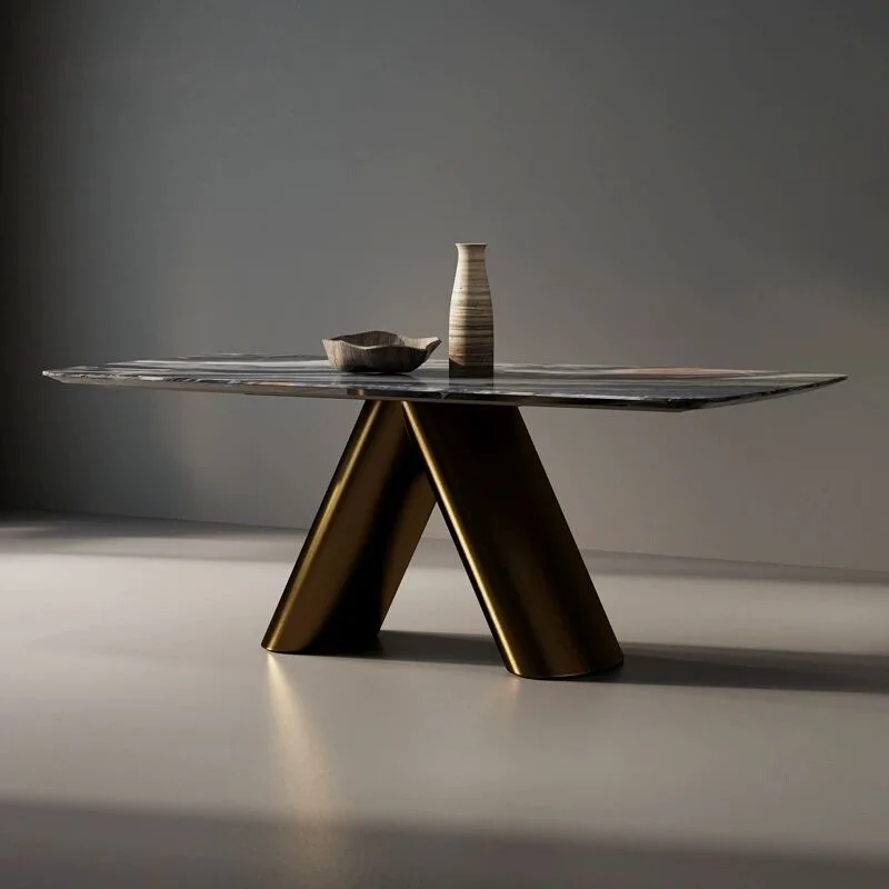 

Minimalist marble square table light luxury natural luxury stone dining and chairs